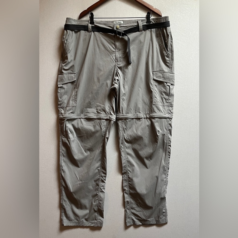 L.L. Bean Men's Light Gray Convertible Cargo Shorts Pants Sz XXL